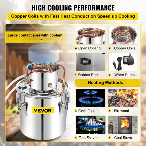 Stainless Steel Whiskey Making Kit For DIY Alcohol 132Gal Moonshine Still WWater Pump  Copper Conde 4
