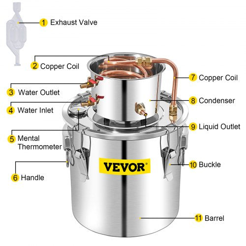 Stainless Steel Whiskey Making Kit For DIY Alcohol 132Gal Moonshine Still WWater Pump  Copper Conde 8