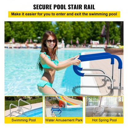 304 Stainless Steel Pool Handrail 375lbs Load Capacity QuickMount Base Plate  Full Installation Kit 2