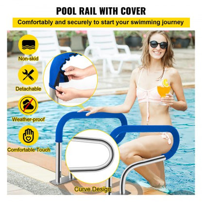 304 Stainless Steel Pool Handrail 375lbs Load Capacity QuickMount Base Plate  Full Installation Kit 3