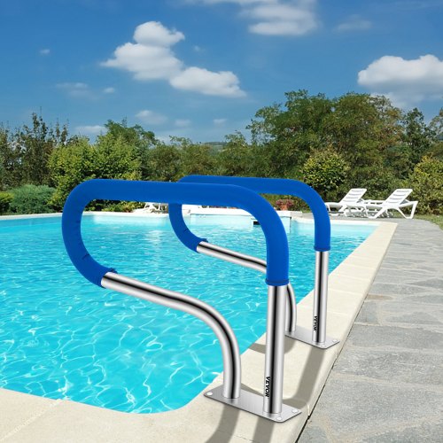304 Stainless Steel Pool Handrail, 375lbs Load Capacity, Quick-Mount Base Plate & Full Installation Kit