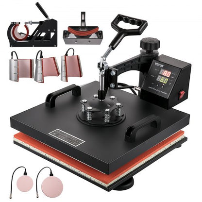 Multifunctional Heat Press Machine 15x15 8pc Combo Kit WDual LED Display  Professional TShirt Mug 1