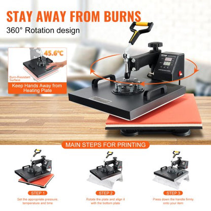 Multifunctional Heat Press Machine 15x15 8pc Combo Kit WDual LED Display  Professional TShirt Mug 6