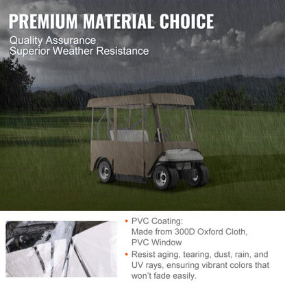 300D Waterproof Golf Cart Enclosure 4Sided Fairway Deluxe Cover With Clear PVC Windows Compatible 3