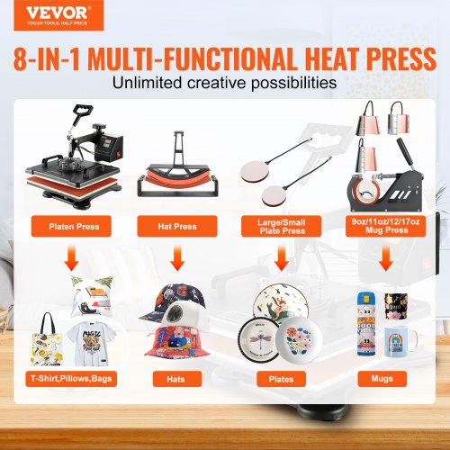 8in1 Heat Press Machine 12x15 Digital Transfer Press For TShirts Mugs Hats Plates  Caps  Profession 2