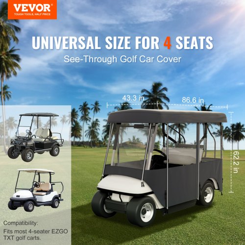 300D Waterproof Golf Cart Cover For 4Person 4Sided Fairway Deluxe Driving Enclosure With Clear PVC  2