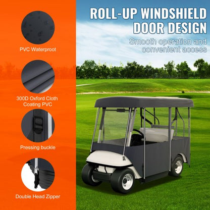 300D Waterproof Golf Cart Cover For 4Person 4Sided Fairway Deluxe Driving Enclosure With Clear PVC  5