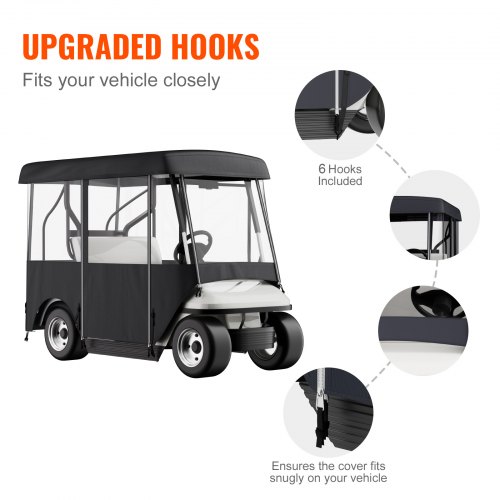 300D Waterproof Golf Cart Cover For 4Person 4Sided Fairway Deluxe Driving Enclosure With Clear PVC  6