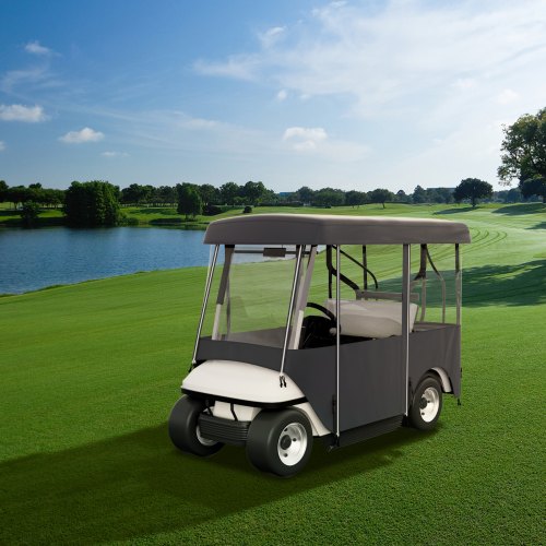 300D Waterproof Golf Cart Cover For 4Person 4Sided Fairway Deluxe Driving Enclosure With Clear PVC  1