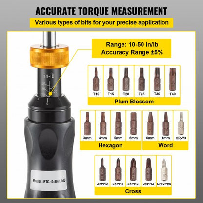 Adjustable Torque Screwdriver Electrician 1050 Inlbs 5 Accuracy 5 Inlb Increment With Bits  Case 3