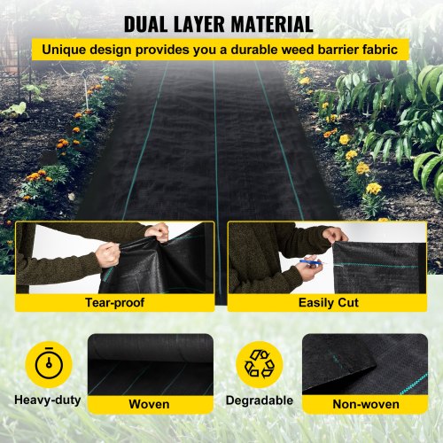 58oz Landscape Fabric Weed Barrier 3ft X 300ft Heavy Duty Woven Cover Mat  Black Geotextile For Gar 3