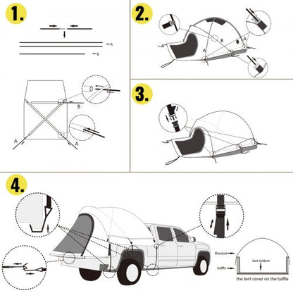 Full-Size Waterproof Truck Tent for Pickup Bed, Easy to Setup Camping Tent with Mesh Windows, Truck Camper