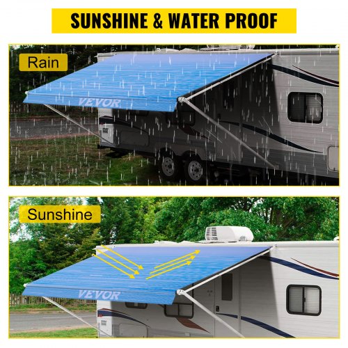 RV Awning Replacement Fabric, Ocean Blue Fade Camper Awning Canopy for Trailer, Patio, SUV, and Van, Heavy-Duty Vinyl