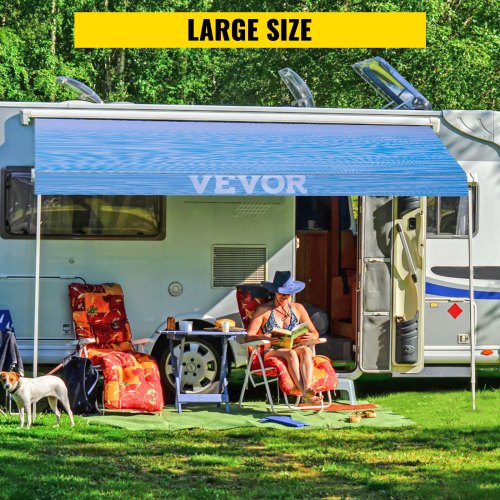 RV Awning Replacement Fabric, Ocean Blue Fade Camper Awning Canopy for Trailer, Patio, SUV, and Van, Heavy-Duty Vinyl