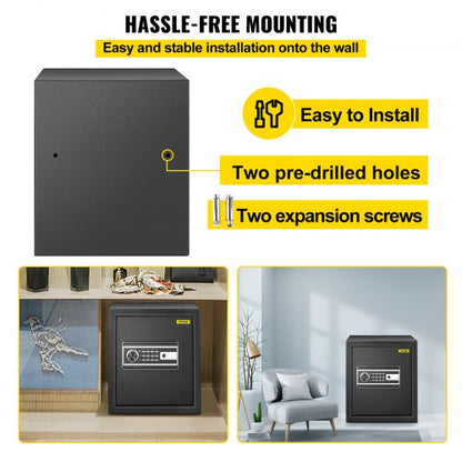 Steel CU.FT Digital Safe Box w/ Fingerprint Unlock, Keys & Keypad, Secure Money Safe for Jewelry, Pistols & Documents