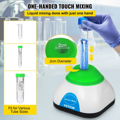 Lab-Grade Vortex Mixer Mini Shaker, Touch-Activated Mixing Orbital for Test Tubes, Tattoo Ink, Nail Polish, Paint
