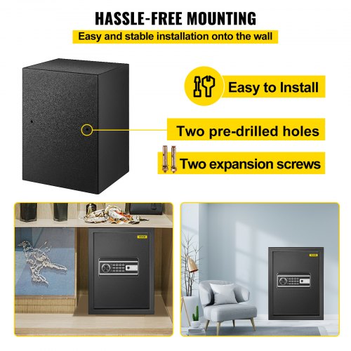 CU.FT Fingerprint Safe Box for Money, Jewelry, Documents, Steel Security Safe with Digital Keypad & Keys for Home