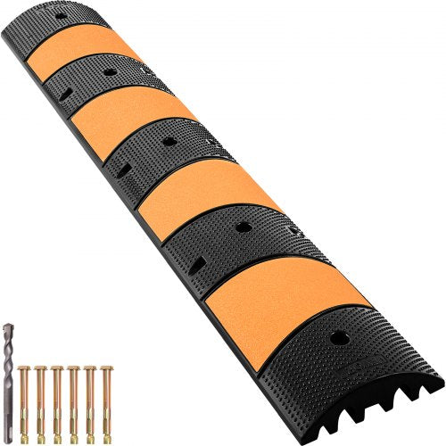 Long Modular Rubber Speed Bump, Channel, LBS Load Capacity, Garage Speed Bump for Asphalt, Concrete & Gravel Driveway