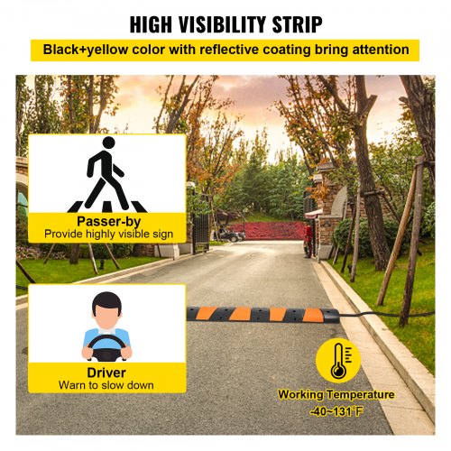 Long Modular Rubber Speed Bump, Channel, LBS Load Capacity, Garage Speed Bump for Asphalt, Concrete & Gravel Driveway