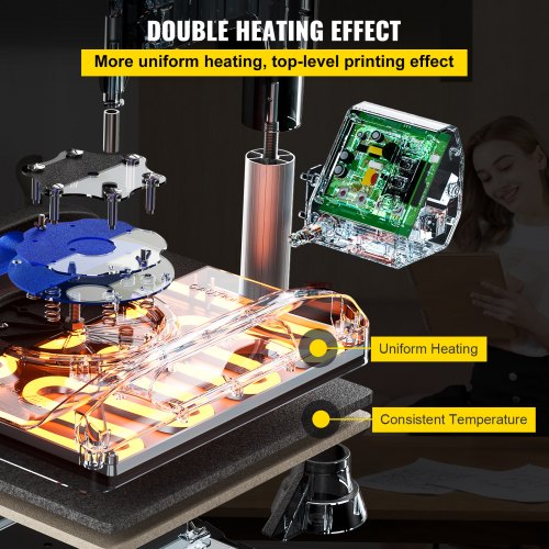 Heat Press Machine, Digital Sublimation T-Shirt & Vinyl Transfer Printer with Swing Away Design, Fast Heating