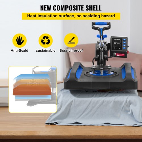 Heat Press Machine, Digital Sublimation T-Shirt & Vinyl Transfer Printer with Swing Away Design, Fast Heating
