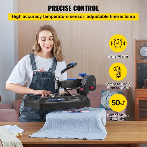 Heat Press Machine, Digital Sublimation T-Shirt & Vinyl Transfer Printer with Swing Away Design, Fast Heating