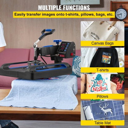 Heat Press Machine, Digital Sublimation T-Shirt & Vinyl Transfer Printer with Swing Away Design, Fast Heating