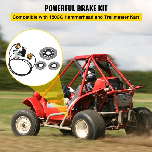 Universal Hydraulic Go-Kart Brake Master Cylinder Kiit for Hammerhead & 150cc Karts, Complete Kit with Calipers & Rotors