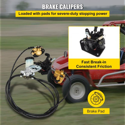Universal Hydraulic Go-Kart Brake Master Cylinder Kiit for Hammerhead & 150cc Karts, Complete Kit with Calipers & Rotors