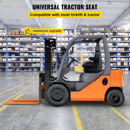 Foldable Heavy Duty Suspension Seat With Adjustable Backrest Headrest Armrest, Universal Forklift Seat With Slide Rails