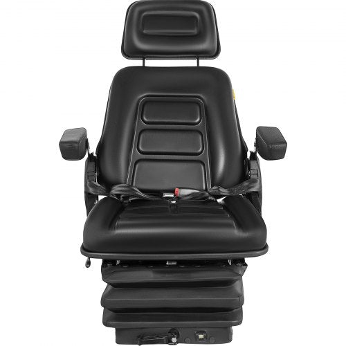 Foldable Heavy Duty Suspension Seat With Adjustable Backrest Headrest Armrest, Universal Forklift Seat With Slide Rails