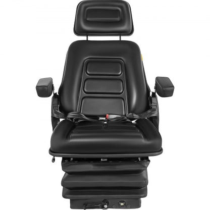 Foldable Heavy Duty Suspension Seat With Adjustable Backrest Headrest Armrest, Universal Forklift Seat With Slide Rails