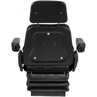 Foldable Heavy Duty Suspension Seat With Adjustable Backrest Headrest Armrest, Universal Forklift Seat With Slide Rails
