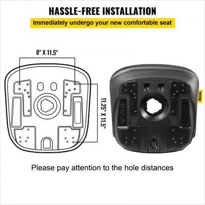 Universal Tractor Seat Replacement, Compact High Back Mower Seat Pair with Central Drain Hole, Black Vinyl Forklift Seat