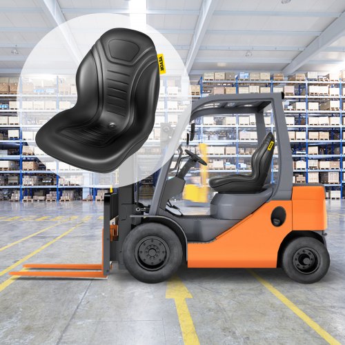 Universal Tractor Seat Replacement, Compact High Back Mower Seat Pair with Central Drain Hole, Black Vinyl Forklift Seat