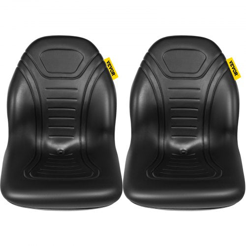 Universal Tractor Seat Replacement, Compact High Back Mower Seat Pair with Central Drain Hole, Black Vinyl Forklift Seat