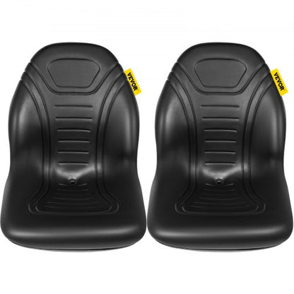 Universal Tractor Seat Replacement, Compact High Back Mower Seat Pair with Central Drain Hole, Black Vinyl Forklift Seat