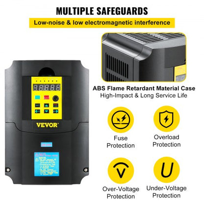 4KW Variable Frequency Drive, CNC Motor Inverter Converter, AC Input, Phase Output for Motor Speed Regulation