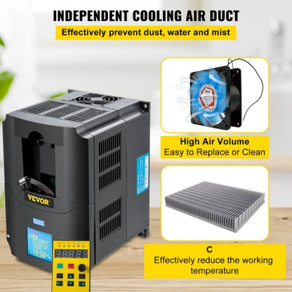 4KW Variable Frequency Drive, CNC Motor Inverter Converter, AC Input, Phase Output for Motor Speed Regulation
