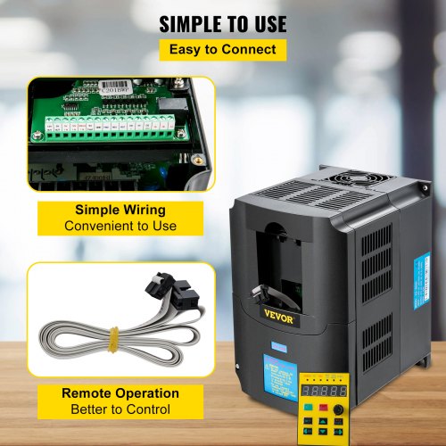 4KW Variable Frequency Drive, CNC Motor Inverter Converter, AC Input, Phase Output for Motor Speed Regulation