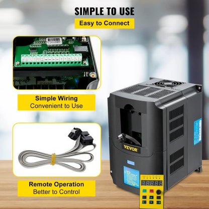4KW Variable Frequency Drive, CNC Motor Inverter Converter, AC Input, Phase Output for Motor Speed Regulation