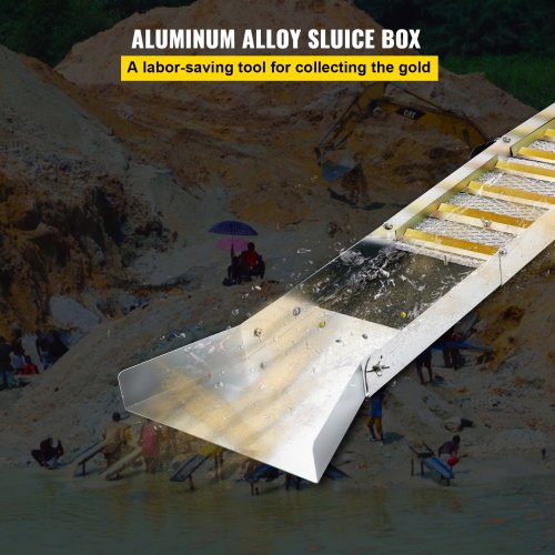 Folding Aluminum Alloy Sluice Box for Gold Panning, Lightweight Portable Sluice with Miners Moss