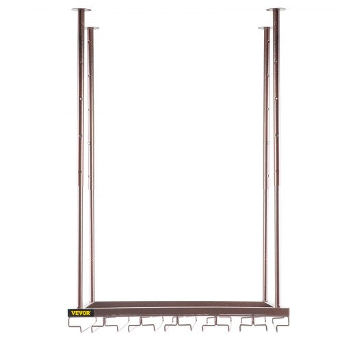 Ceiling-Mounted Wine Glass Rack, Adjustable Hanging Rack for Bar, Kitchen, Cafe, Coppery Wall Wine Glass
