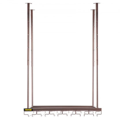 Ceiling-Mounted Wine Glass Rack, Adjustable Hanging Rack for Bar, Kitchen, Cafe, Coppery Wall Wine Glass