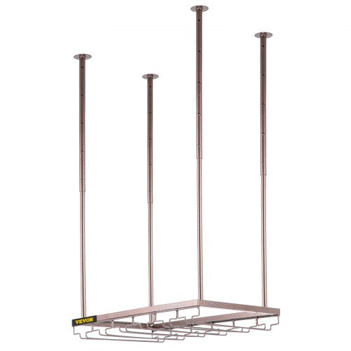 Ceiling-Mounted Wine Glass Rack, Adjustable Hanging Rack for Bar, Kitchen, Cafe, Coppery Wall Wine Glass