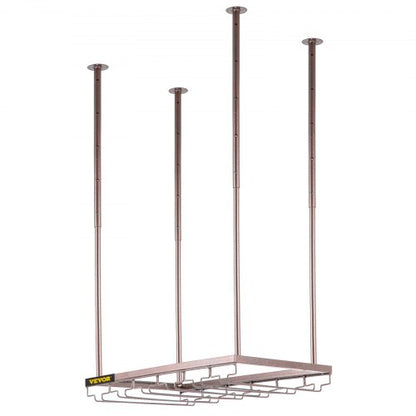 Ceiling-Mounted Wine Glass Rack, Adjustable Hanging Rack for Bar, Kitchen, Cafe, Coppery Wall Wine Glass