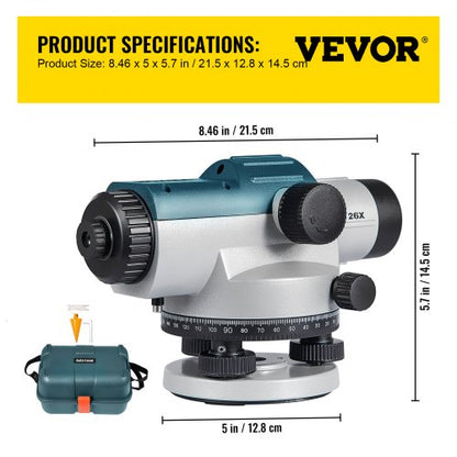 High Precision Automatic Optical Level Kit, Waterproof Builders Auto Level with Magnetic Compensator, Transport Lock