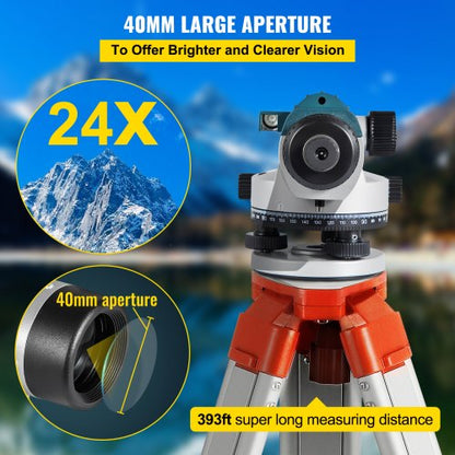 Automatic Optical Level Auto Level Kit, High Precision Builders Level with Magnetic Dampened Compensator, IP Waterproof