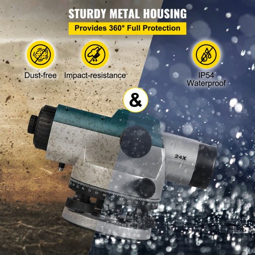 Automatic Optical Level Auto Level Kit, High Precision Builders Level with Magnetic Dampened Compensator, IP Waterproof