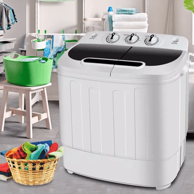 Compact Twin Tub Washing Machine with Spin Dryer Portable Laundry Solution for Apartments and RVs